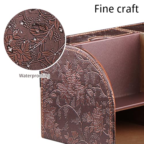 Nightstand Organizer with Tissue Holder,PU Leather Square Tissue Box Cover,Modern Facial Paper Organizer Storage Box for Remote Control,Bathroom,Vanity Countertop,End Table Home Office - color: Retro