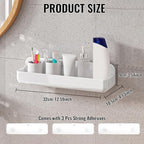 Diesisa 2pc Acrylic Wall Mounted Shower Caddy, Adhesive Shelf, Bathroom Shelves for Wall, No Drilling Hang Walls,Stick on Shelf, with Self Adhesive Tape, for Bathroom, Kitchen, Living Room - color: 2pcs-white