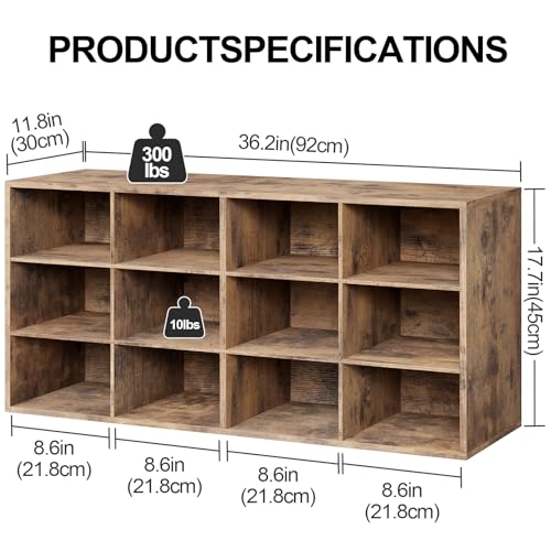 Aenuert 12-Cubby Shoe Rack, 3-Tier Wood Shoe Organizer, Multifunctional Shoe Organizer Bench for Entryway, Mudroom, Hallway, Closet,36.22 * 11.81 * 17.72 Inch,Brown - color: Brown, size: 12-cube 3-tier