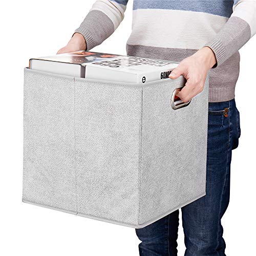 13 inch Storage Cubes Bins Grey White Fabic Storage Cubes Inserts Foldable Cloth Storage Boxes Collapsible Storage Baskets Drawer for Cube Organizer ,QY-SC07-3 - color: Gray-white dots