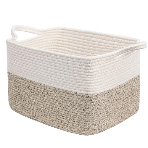 Goodpick Woven Storage Baskets for Organizing, Baby Basket for Gifts, Dog Toy Storage Bins for Shelves, Cute Baskets for Home Decor, Rope Basket for Towels, 13" x 10" x 9", Brown - color: Light Brown, size: 13"L x 10"W x 9"H