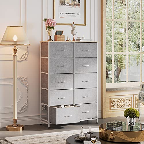 WLIVE Tall Dressers for Bedroom with 10 Drawers, Chest of Drawers, Dresser for Closet, Hallway, Living Room, Entryway, Light Grey - color: Light Grey