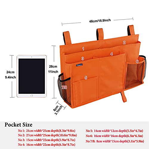 Surblue Caddy Hanging Organizer Bedside Storage Bag for Bunk and Hospital Beds, Orange, L - color: Orange, size: Large