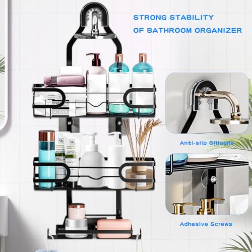 Shower Caddy Hanging, Shower Caddy Hanging Bathroom Shower Organizer, Long Bathroom Shower Organizer Hanger Rack with Hooks,Soap Holder - size: Bathroom Organizer 1