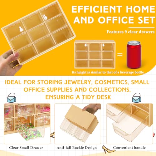 Wenqik 2 Pcs Mini Storage Drawers Teacher Toolbox Organizer with 9 Clear Drawers Small Plastic Desktop Teacher Desk Craft Organizer for Classroom Office 7" x 3. 9" x 4. 7"(Yellow) - color: Yellow