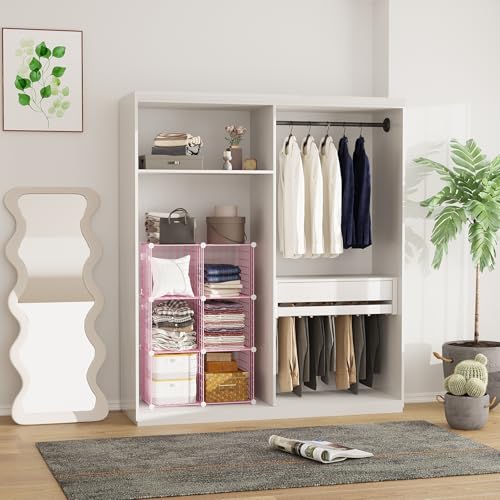 C&AHOME Wire Cube Storage, 6 - Cube Organizer Metal C Grids, Modular Shelves Units, Closet Organizer, Ideal for Home, Office, Living Room, 36.6”L x 12.4”W 36.6”H, Pink UWCS3006P - color: Pink, size: 6 Cube