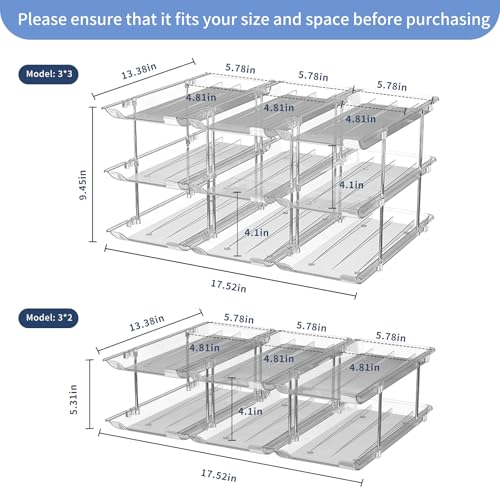 Jsyrjing Can Organizer for Pantry, Modular 2-Tier Can Dispenser with Flexible Combination Design, Clear Extra-Thick Durable 2-Pack Storage Rack for 48 Cans, Stackable for Cabinet, Fridge, Countertop - size: 3*2