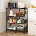 SWTYMIKI Kitchen Island Cart on Wheels - 4 Tier Rolling Kitchen Table Cart with Storage Shelves, 6 Removable Hooks& Locking Casters, Coffee Bar Cabinet for Dining Room Pantry Office, Black - size: 28x11.81in, style: Black