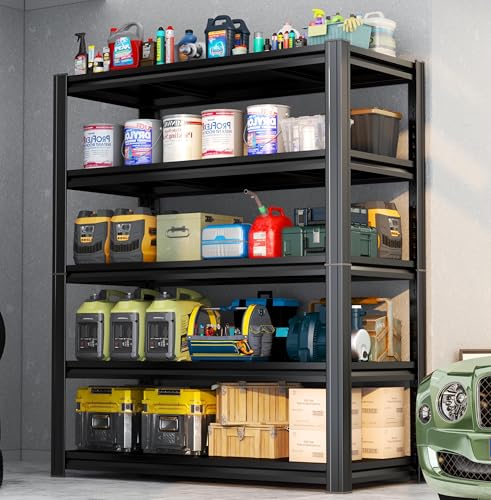 Garage Storage Shelves, 5-Tier Heavy Duty Metal Shelving Unit, 3000LBS, 72" H Adjustable Utility Rack, Space Saver Shelving for Garage, Kitchen, Pantry, Basement, Laundry Room, Black - size: 45"W x 16"D x 72"H