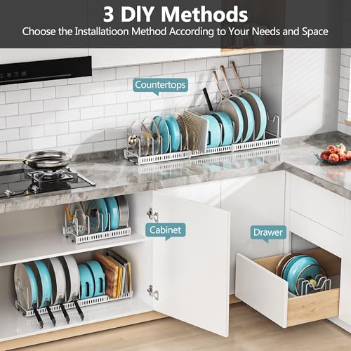 3-Pack Pots and Pans Organizer for Under Cabinet, Bright White - color: Bright White