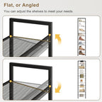 8 Tier Metal Shoe Rack, Tall Shoe Organizer Holds 32-40 Pairs, with Adjustable Flat or Angled Shelves, Shoe Storage Shelf for Closet, Entryway, Garage, Black - size: 8-Tier