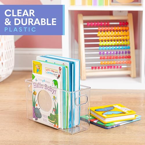 Plastic Food Storage 2 Pack Clear Container Bin with Handles for Organizing Kitchen, Pantry, Refrigerator, Freezer, Pantry, Cabinet, Closet, Bathroom. 10”x4”x6” - size: 10x4x6
