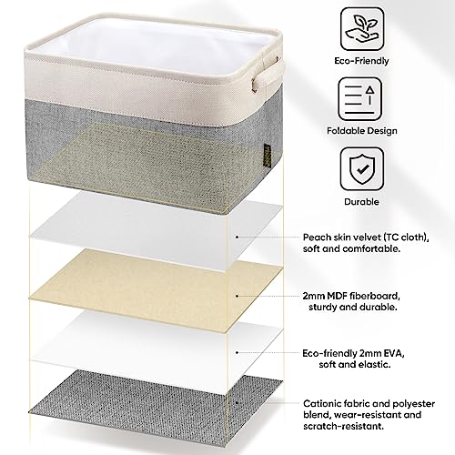 BALEINE 1 Pack Fabric Closet Storage Bins for Shelves, Linen Closet Organizers and Storage, Decorative Baskets for Organizing, Shelf, Clothes, Home, Office (Grey, 15''x11''x9.5'') - color: Grey, size: 1PCS/Large-15x11x9.5