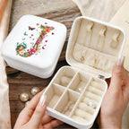 Monogram Jewelry Box Portable Print Jewelry Box, White Compact Jewelry Box Travel Jewelry Case Travel Case Organizer Bag Storage Box Jewelry Holder For Necklace Earrings Rings Bracelet (Letter J)