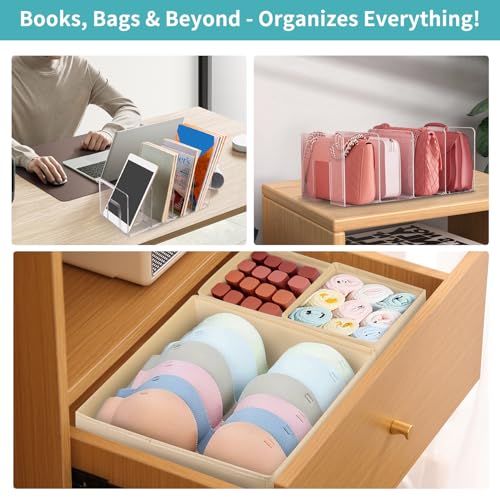 5 Pack Drawer Organizer Clothes, Foldable Baby Organizers and Storage & Dresser Organizer for Bedroom Closet– Nursery Drawer Dividers for Underwear, Socks, Baby Shoes, Bras, Belts, Ties