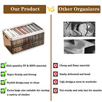 Stackable Wardrobe Clothes Organizer, Jeans Compartment Plastic Storage Box with Detachable Dividers lid, Wardrobe Clothes Cabinet for Toys Snacks Books, Clear Brown (9 Grids)