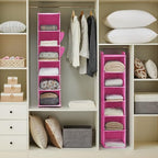 YOUDENOVA Hanging Closet Organizer and Storage, 6-Shelf Closet Hanging Storage Shelves, Light Pink - color: Light Pink