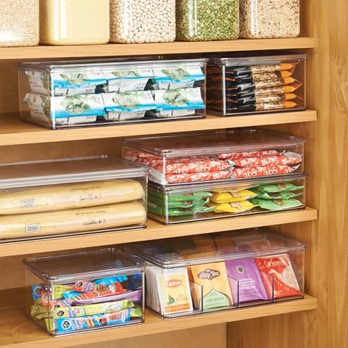 iDesign Recycled Plastic Pantry and Kitchen Storage, Freezer and Fridge Organizer Lidded Bin – 6.75” x 5.75” x 3.75”, Clear - style: Pack of 1
