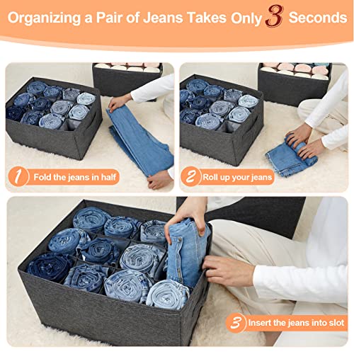 EASEVE 2Pcs Closet Organizers and Storage Bins for Clothes - 12 Cell Drawers Organizer Grid Storage Box for Jeans Pants Sweater Towel T-shirts, Wardrobe Shelf Dividers Closets Organization - size: 2 Pcs