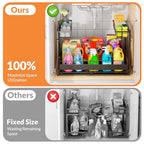 Expandable Under Sink Organizer with 5-Level Height Adjustment,2 Tier Under Sink Organizer Pull-Out Under Sink Drawers Cabinet Organizer for Kitchen & Bathroom Storage,Black,Large - size: large
