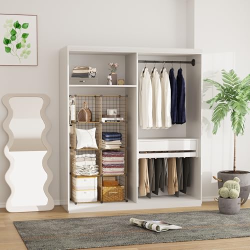 C&AHOME Wire Cube Storage, 8 - Cube Organizer Metal C Grids, Modular Shelves Units, Closet Organizer, Ideal for Home, Office, Living Room, 24.8" L x 12.4" W x 48.4" H, Brown UWCS3008R - color: Brown, size: 8 Cube