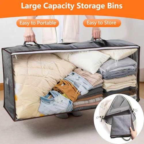90L Under Bed Storage Containers,2-Pack Closet Organizers and Storage Bins,for Organization and Storage Clothes, Shoes, Blankets & Pillows,Visible Transparent Top Storage Bins with Lids, Grey - color: Grey, size: 2 Pack