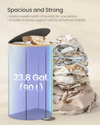 SONGMICS Laundry Hamper, Laundry Basket with Lid, 23.8 Gal. (90 L), with Removable Liner Bag, for Laundry Room, Bedroom, Living Room, Slate Gray and Light Bamboo ULCB547G01 - color: Slate Gray, size: 90 L (1-Section)