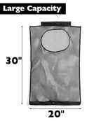 ALYER Breathable Mesh Laundry Hamper,Foldable Hanging Closet Storage Basket,Portable Space Saving Dirty Clothes Bag (Black) - color: Black