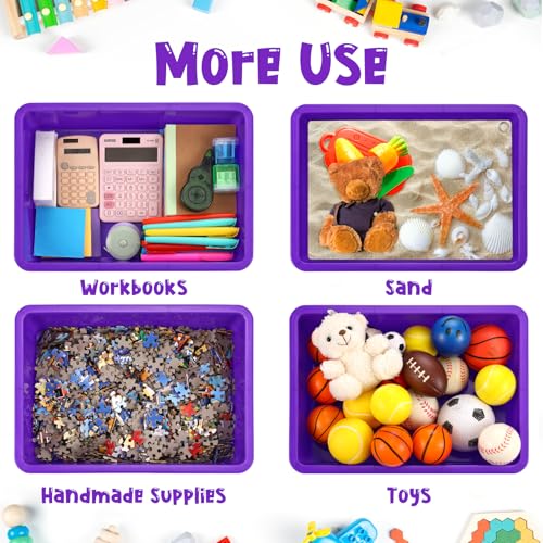 Hoteam 10 Pcs Flat Storage Organizer Tray Bin Paper Tray for Classroom Plastic Stackable File Organizer for School Office Teacher Book Organization(Purple,13.78 x 9.84 x 3.15 Inch) - color: Purple, size: 13.78 x 9.84 x 3.15 Inch