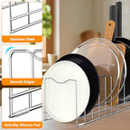 FLSEPAMB Lid Organizer Pot Lid Organizer 10-Tier Pot Lid Rack Holder Suitable for Bakeware Dish Plate, Cutting Boards, Pots & Pans, Serving Trays, Reusable Containers in Cabinet Pantry (1 Pack) - size: 1 Pack