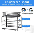 AIYAKA Pull-out Cabinet Organizer, Stackable 2-tier Under Sink Rack, with Sliding Storage Drawer for Pantry, and Desktop, for Bathroom, Kitchen, Office, Black