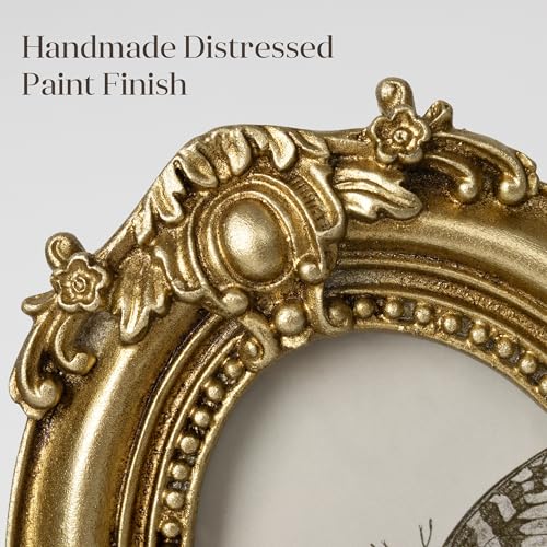 AELS Decorative Wall Hooks with 2.5"x3.5" Vintage Ornated Oval Picture Frame, Vintage Photo Holder with Gold Hook for Coats, Purses, Towels and Keys, Ideal for Entryway, Bedroom or Wedding Decor - color: 2.5X3.5