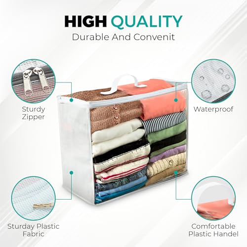 VitalUp 6 pack Clear Plastic Storage Bag with Zipper, Foldable Moving Bag for Comforters, Blankets, Bedding, Storage Containers, Breathable, Durable Clothes and Duvet Closet Organizers, 20x20x8 - color: Clear with Non-Woven Sides, size: 20x20x8 (52L) - 6