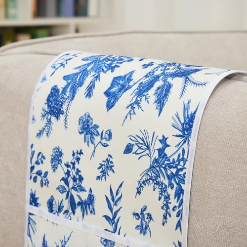Sofa Armrest Organizer Non-Slip Arm Chair Hanging Caddy Remote Control Holder for Magazine,Tablet, Phone, Books, Glasses(BlueFloral,13in) - color: BlueFloral, size: 35"x13"