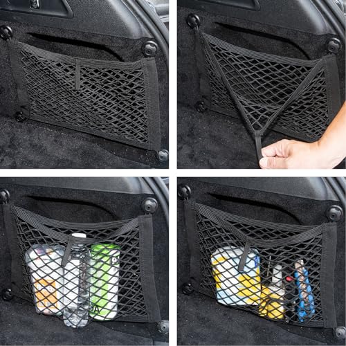 Universal 2 Pack Elastic Small Cargo Net Pocket Organizer Pouch Bag 14.3 x 9.5 inches RV Netting Storage Pocket with 8 Pieces Mounting Screws, Mesh Cargo Net for Car Trunk RV Storage - size: 14.3 x 9.5 inch
