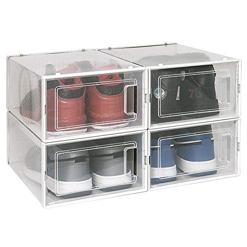 OnDisplay Clik Stackable Interlocking Shoe Box System (Standard Clear/White, Set of 4) - color: Standard Clear/White, size: Set of 4