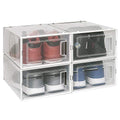 OnDisplay Clik Stackable Interlocking Shoe Box System (Standard Clear/White, Set of 4) - color: Standard Clear/White, size: Set of 4