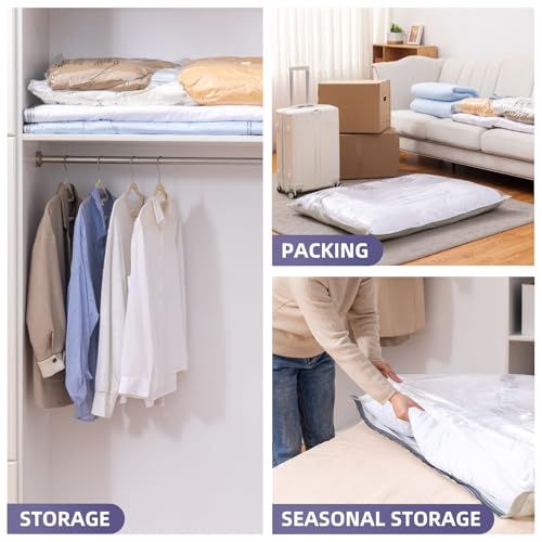 TAILI 6 Pack Vacuum Storage Bags, XXL Jumbo (47x39 Inch), Vacuum Sealed Bags for Comforter and Blankets, Bedding, Clothing, Giant Space Saver Bags for Huge Stuffed Toy - size: 6 XXL