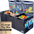 Extra Large Toy Box - Big Toy Box - Sturdy Extra Large Toy Storage Organizer with Pockets - Extra Large Toy Chest 36 x 16 x 12 in - Black - color: Black