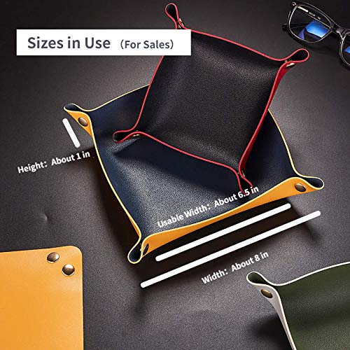 Leather Valet Tray for Men Women, Small Leather Catchall Desk Organizer, Key Holder for Entryway Table, Collapsible Travel Snap Tray (Silver + Pink) - color: Silver + Pink