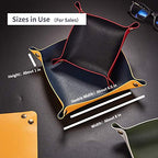 Leather Valet Tray for Men Women, Small Leather Catchall Desk Organizer, Key Holder for Entryway Table, Collapsible Travel Snap Tray (Silver + Pink) - color: Silver + Pink