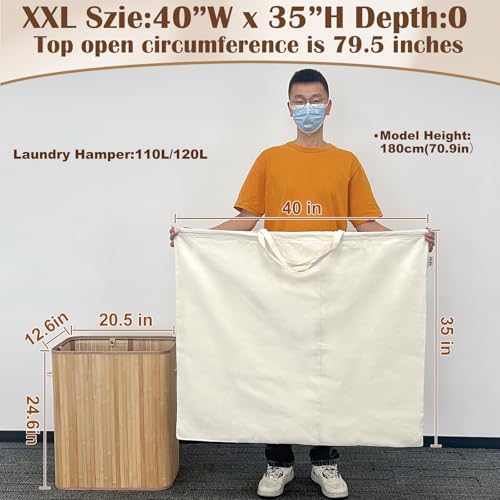 Canvas Laundry Bag 40"W x 35"H, Thick Laundry Bag with Handles & Drawstring, Extra Large Heavy Duty Washable Canvas Storage Sack (XXL, 1 Pack) - color: Beige, size: XXL 40"Wx35"H┃1 Pack