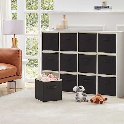 Lifewit Storage Cubes, Foldable Decorative Fabric Storage Baskets for Organizing Home Organizers with Handles for Shelves, Closet, 11 Inch Bins, 18L Black, 12 Packs - color: Black, size: 12pcs-11INCH