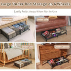 Under Bed Storage on Wheels, Upgraded 31.5 inch Large Rolling Under Bed Storage, Metal Foldable Underbed Drawers Organizer Tool-free Assembly Underbed Shoes Clothes Organize - size: 1 Pack (31.5×15.7")