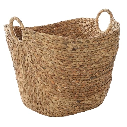 Deco 79 Seagrass Handmade Decorative and Functional Storage Basket Large Woven Basket Organizer with Ring Handles, Basket for Storage 20" x 18" x 19", Brown - size: 20" x 18" x 19"