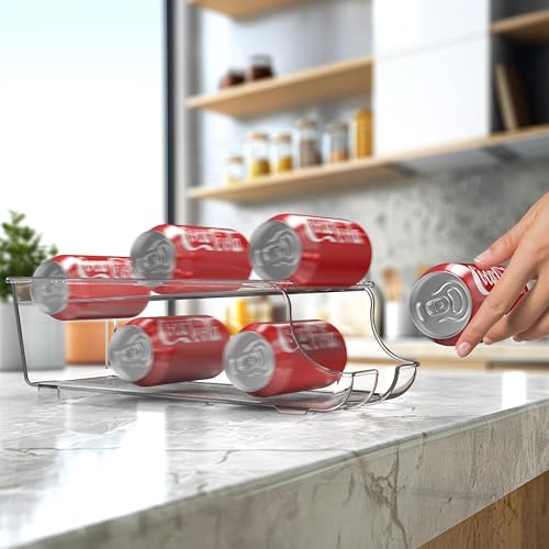 Simple Houseware 4-Pack Auto-Rolling Beverage Can Organizer for Fridge, Clear Front-Loading Soda Dispenser with Smooth Glide Design, Space-Saving Refrigerator Storage Bins - size: 4 Pack