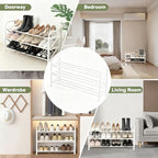 3-Tier Shoe Rack for Closet, 16"-32" Expandable ShoeRackAdjustable for Entryway Closet Doorway SturdyMetal, White - color: White 3 Layers and 3 Tubes