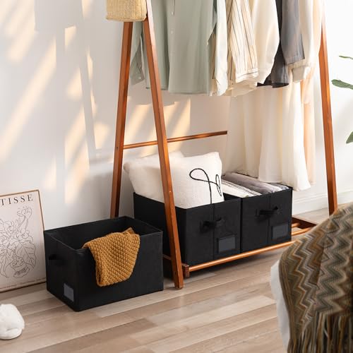 GRANNY SAYS Storage Baskets for Shelves, Fabric Storage Bins for Clothes, Closet Organization Bins, Collapsible Storage Bins with Handles, Decorative Storage Box, Black, Large, 3-Pack - color: Black, size: Large