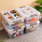 Citylife 17 QT Plastic Storage Bins Clear Storage Box with Removable Tray Stackable Latching Box with Handle for Oraganizing Tool, Craft, Office, Orange - size: 17 Qt- 1 Pack-H
