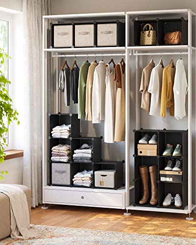 SONGMICS Cube Storage Organizer, Set of 16 Plastic Cubes, Closet Organizers and Storage, Room Organization, Bedroom Living Room, 12.2 x 48.4 x 48.4 Inches, Black ULPC44BK - color: Black, size: 16 Cubes, style: without doors
